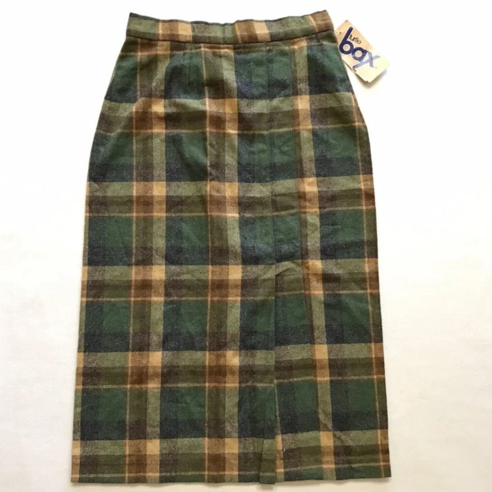 Vintage Turtle Bax Ladies Wool Plaid Skirt Size 7/8 XS Small USA Fall Autumn